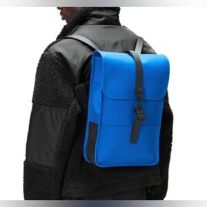 NWT Rains Waterproof Backpack Mini in Waves Bright Blue - Fits 13” Laptop